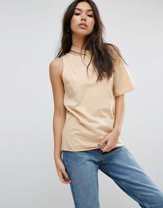 ASOS T-Shirt with One Shoulder and Nibble Detail