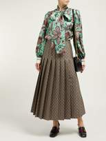 Thumbnail for your product : Gucci Gg Monogram Pleated Cotton Blend Midi Skirt - Womens - Grey Multi