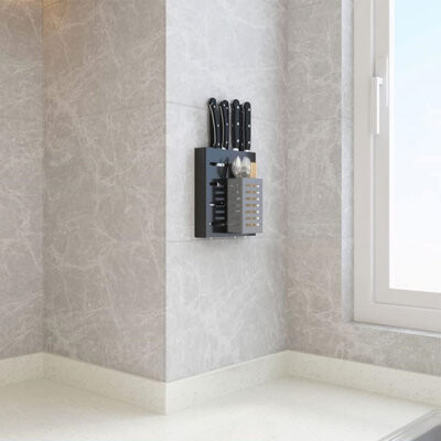 Factory Direct Wholesales NN Kitchen Wall-Mounted Knife Holder - Under Cabinet Knife Storage,1.26 D X 7.17 W X 7.87 H,Black