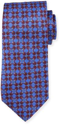 Neiman Marcus Italian-Made Geometric Silk Tie, Royal