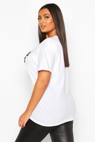 Thumbnail for your product : boohoo Plus Thighs Eyes Slogan T-Shirt