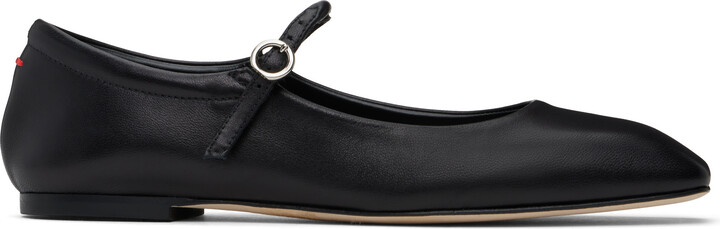 AEYDĒ Black Uma Leather Mary-Jane Ballerina Flats