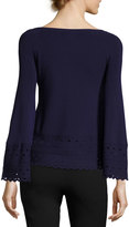 Thumbnail for your product : Ramy Brook Diana Laser-Cut Long-Sleeve Top, Navy