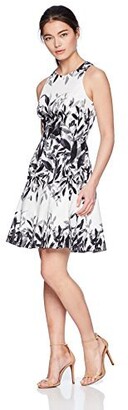 Maggy London Women's Petite Cotton Whisper Leaf Fit and Flare