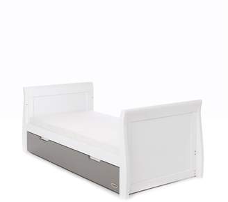 O Baby Obaby Stamford Cot Bed - White & Taupe Grey