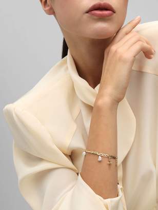 Maria Black Cross Charm Bracelet W/ Pearls