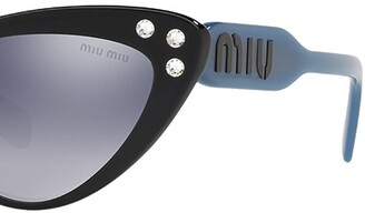 Miu Miu Eyewear Crystal Embellished Cat Eye Sunglasses