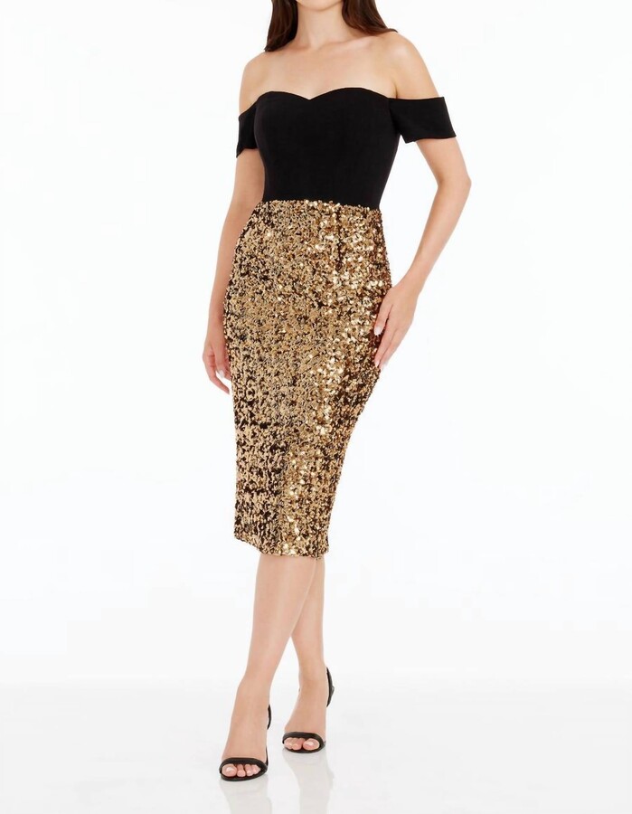 Bailey Sequin Dress In Gold-Black