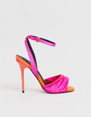 ASOS DESIGN Humour stiletto heeled sandals in neon