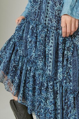 Lucky Brand Floral Print Tiered Maxi Skirt
