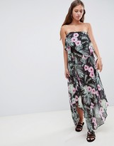 Thumbnail for your product : ASOS DESIGN Floaty Layer Bandeau Maxi Beach Dress In Tropical Print