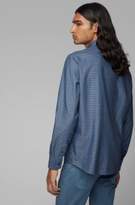 Thumbnail for your product : BOSS Regular-fit patterned shirt in denim-look cotton jacquard
