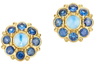 Temple St. Clair Celestial 18K Yellow Gold, Moonstone & Blue Sapphire Stella Cluster Earrings
