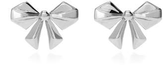 John Greed Origami Bow Rhodium Plated Silver Stud Earrings