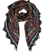 Thumbnail for your product : Tory Burch Crocodile Fringed Silk Square Scarf