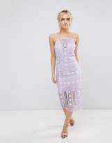 Thumbnail for your product : Chi Chi London Petite High Neck Lace Midi Dress with V back