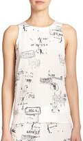 Thumbnail for your product : Tibi Stamp-Print Silk Top