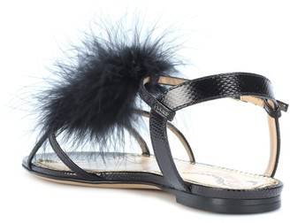Charlotte Olympia Fifi feather-trimmed leather sandals