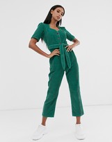 Thumbnail for your product : ASOS DESIGN cord jumpsuit with sweetheart neckline