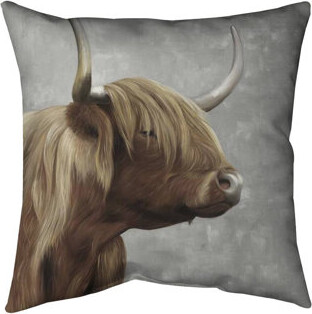 Begin Edition International Inc. Beautiful Desaturated Higland Cattle Indoor / Outdoor Square Throw Pillow Cover