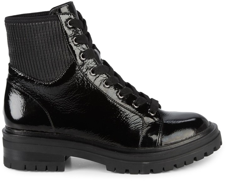 combat boots patent leather