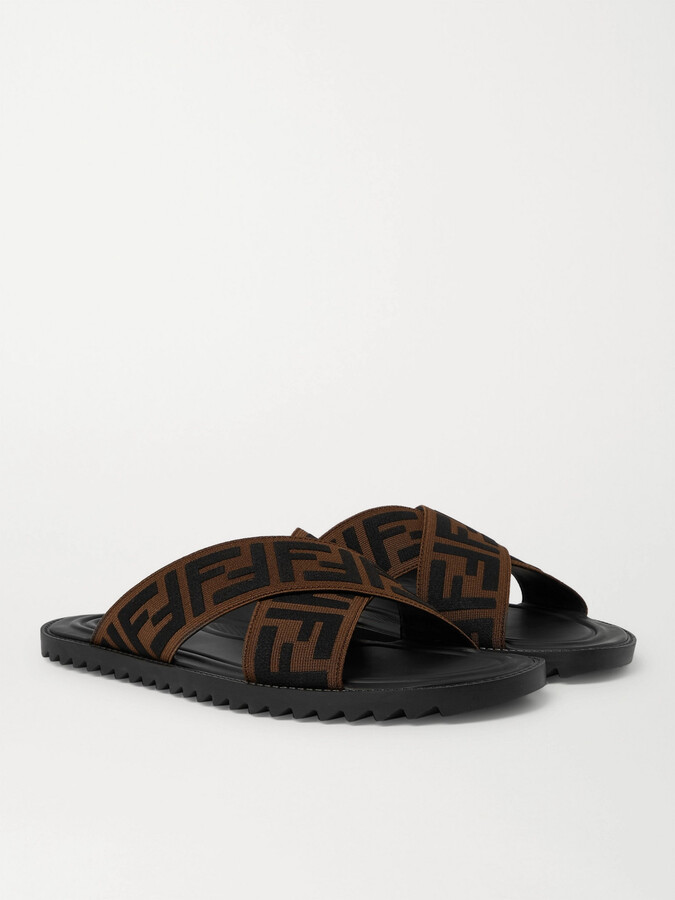 fendi jacquard crossover slides