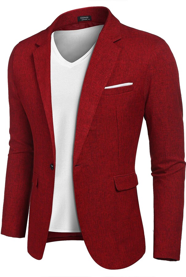 COOFANDY Men Slim Fit Suits Casual Lightweight Blazer Jackets One
