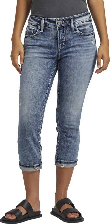 Silver Jeans Co. Women's Elyse Mid Rise Comfort Fit Capri Jeans