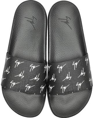 Giuseppe Zanotti Black Micro Signature Poolslide Sandals