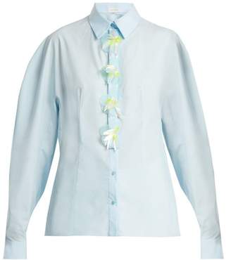 DELPOZO Floral-embellished point-collar shirt