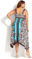 Thumbnail for your product : INC International Concepts Plus Size Sleeveless Leaf-Print Colorblocked Dress