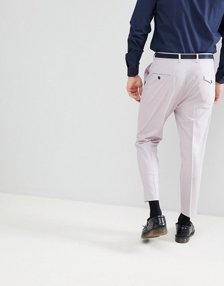 Noose & Monkey cropped pleated trouser in lilac
