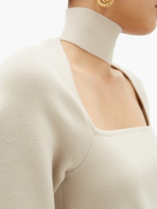 Bottega Veneta High-neck Gigot-sleeve Wool-blend Dress - Cream