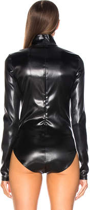Givenchy Faux Leather Turtleneck Bodysuit in Black | FWRD