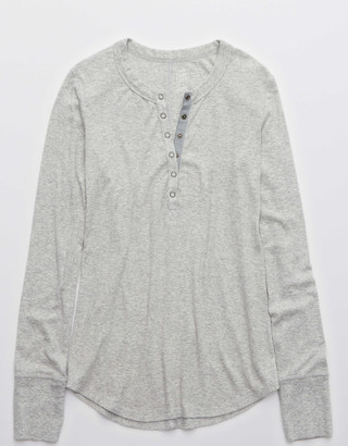 aerie Ribbed Henley Long Sleeve T-Shirt