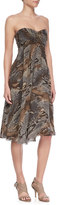Thumbnail for your product : L'Agence Pleated Strapless Dress, Python Print