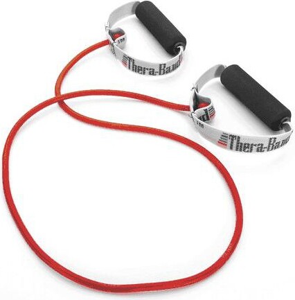 TheraBand THERABANDResistanceTubing,SoftGripHandles,48IN,Red,MediumThickness,3.7LBSResistance,Level3