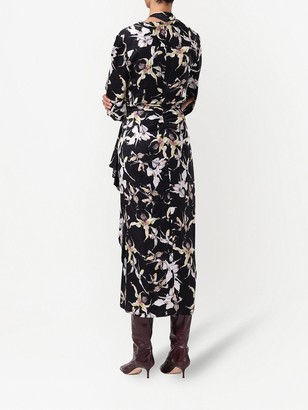 Jason Wu Collection Silk Satin Jacquard Long Sleeve Dress