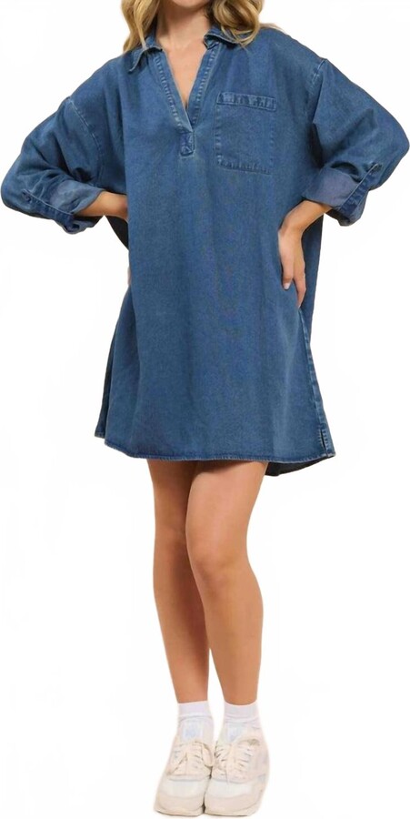 Sadie & Sage It's Pouring Denim Mini Dress In Blue