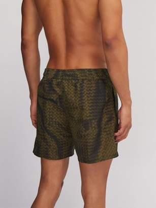 Bottega Veneta Intrecciato-print Swim Shorts - Mens - Khaki