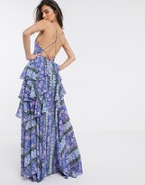 Thumbnail for your product : Forever U Collection ruffle maxi cami dress with thigh split in multi snake