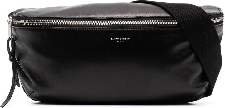 Saint Laurent Cassandre Leather Belt Bag in Black for Men