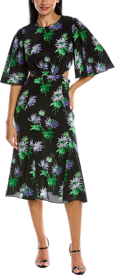 Les Rêveries Flutter Sleeve Silk Wrap Dress