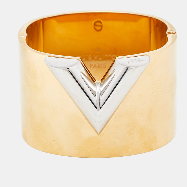 Louis Vuitton bangle GoldPlated GP gimmia crew Galusha Brown ColorStone  0.7×19c