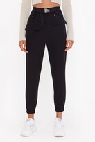 Thumbnail for your product : Nasty Gal Womens Belted Tailored Pocket Joggers - Black - 8