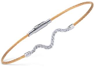 Charriol Women's Laetitia White Topaz-Accent Two-Tone PVD Stainless Steel Bendable Cable Bangle Bracelet