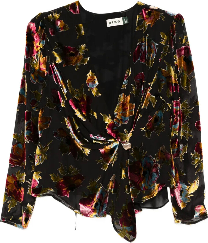 Rixo Everlyn floral knot top