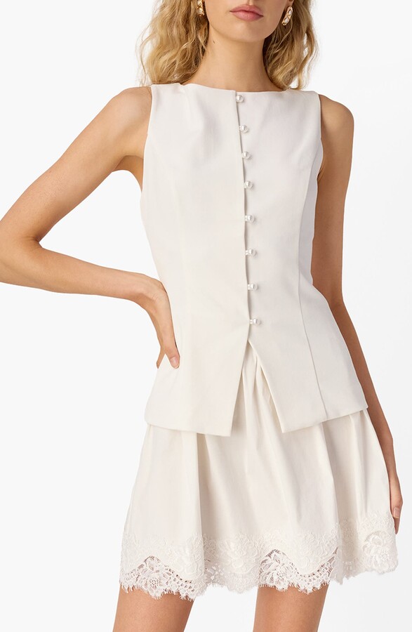 CAMI NYC Oakley Lace Trim Mixed Media Minidress