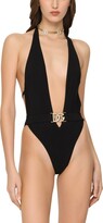 Thumbnail for your product : Dolce & Gabbana One-piece swimsuit with plunging neck and belt