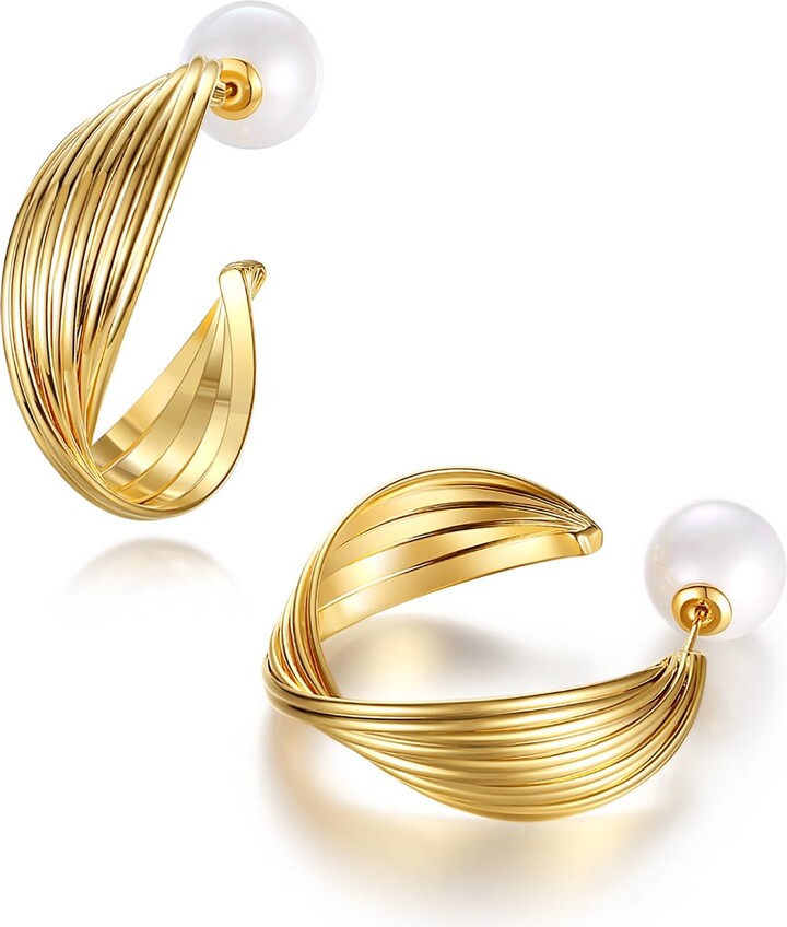 Classicharms Golden Wave Hoop Earrings